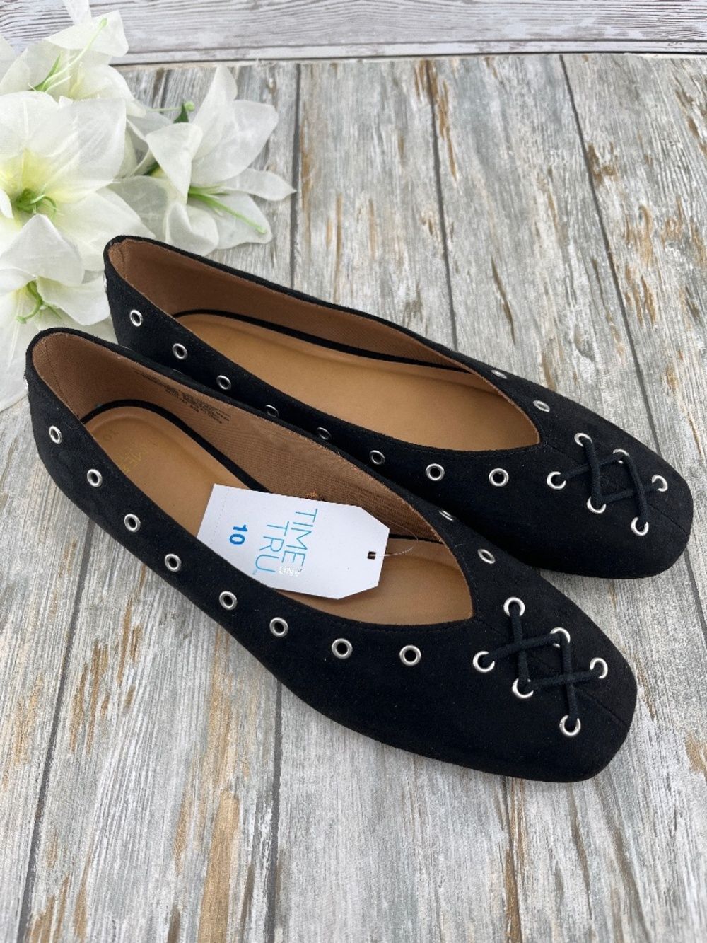 Women’s Faux Suede Corset Ballet Flats Shoes Size 10